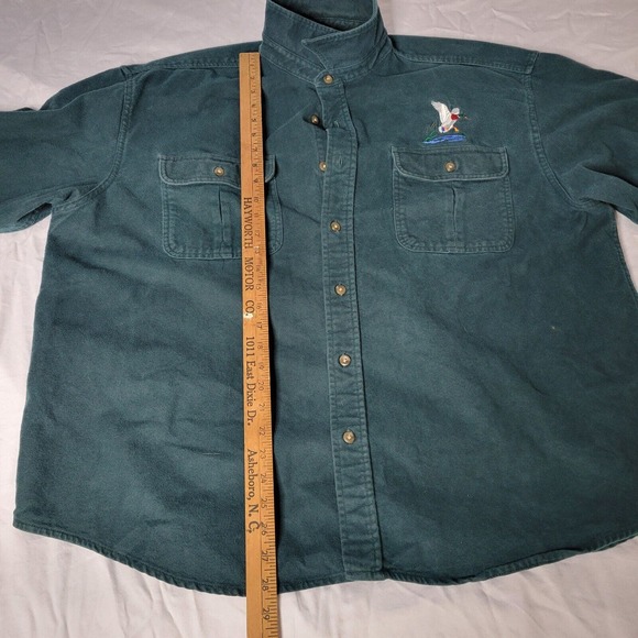 Cabelas Green Shirt Long Sleeve Jacket Size 2XL Hunting Outdoor Fish Button Up - Picture 4 of 16